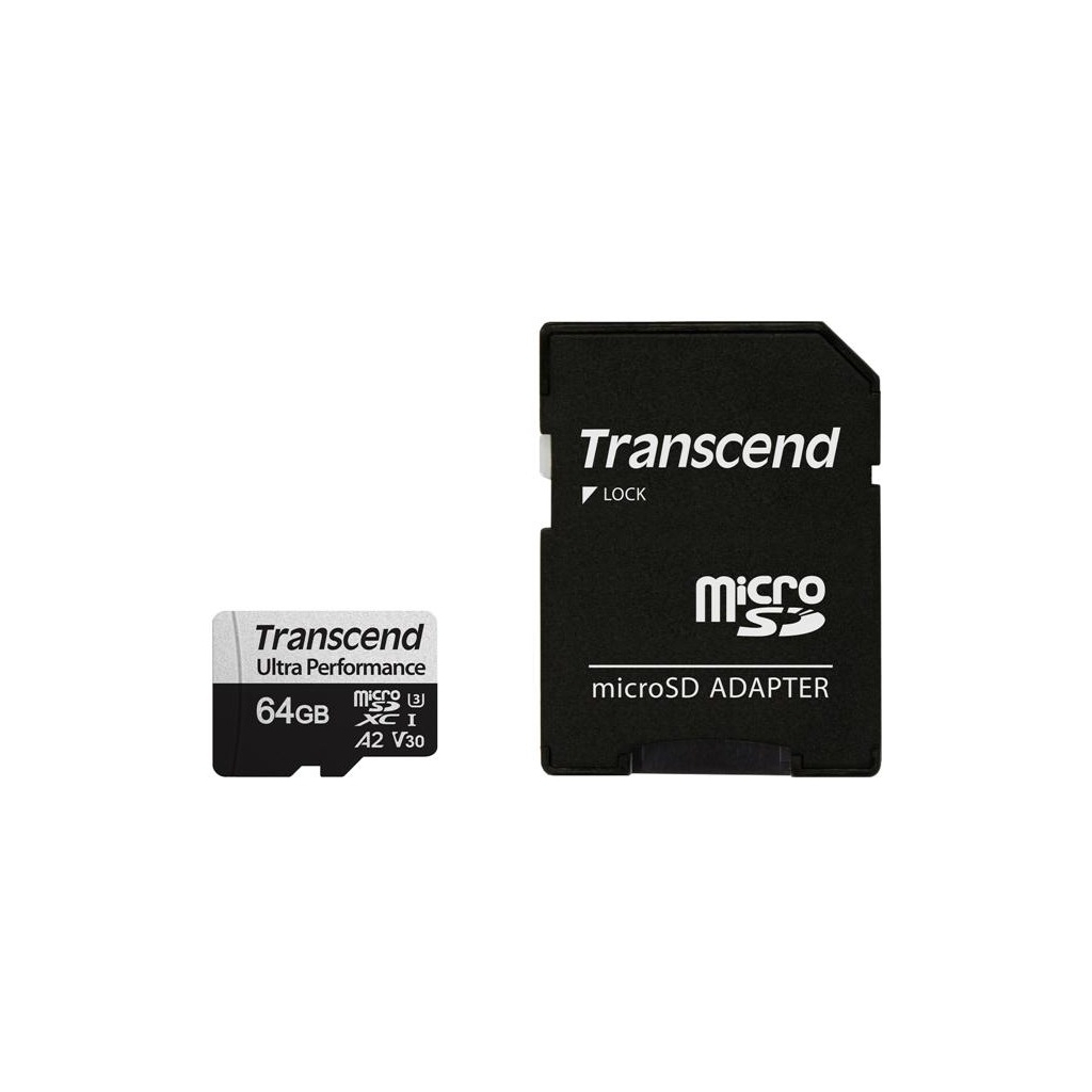 Карта пам'яті Transcend 64GB microSDXC class 10 UHS-I U3 A2 (TS64GUSD340S) - зображення 1