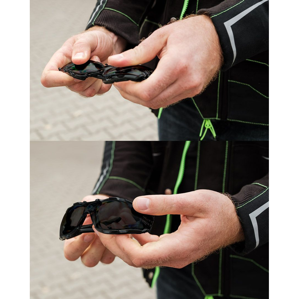 Захисні окуляри Neo Tools протиосколкові, клас захисту FT, резинові дужки, полікарбонат, темно сірий (97-522) - изображение 4