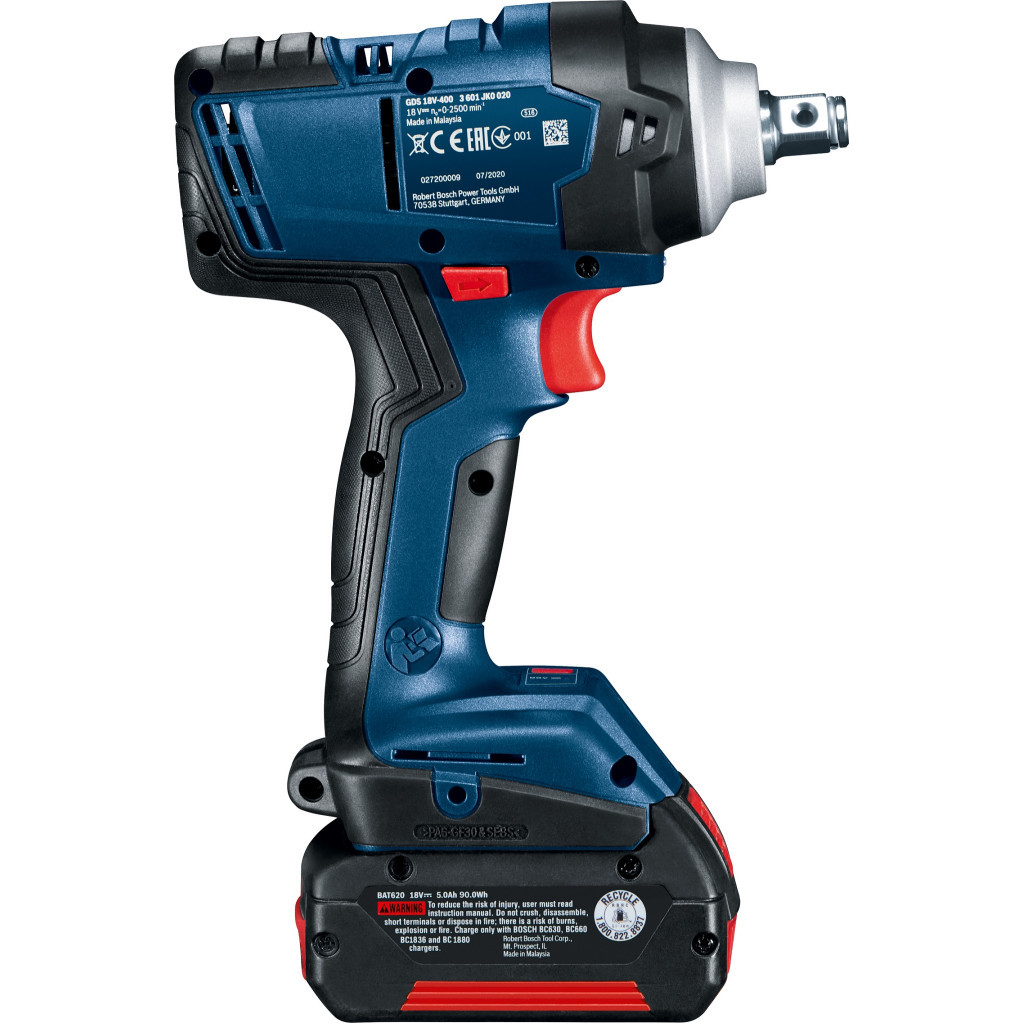 Гайковерт Bosch GDS 18V-400, 18В, 2500об/хв, 400Нм, кейс, (без АКБ та ЗП) (0.601.9K0.021) - зображення 3