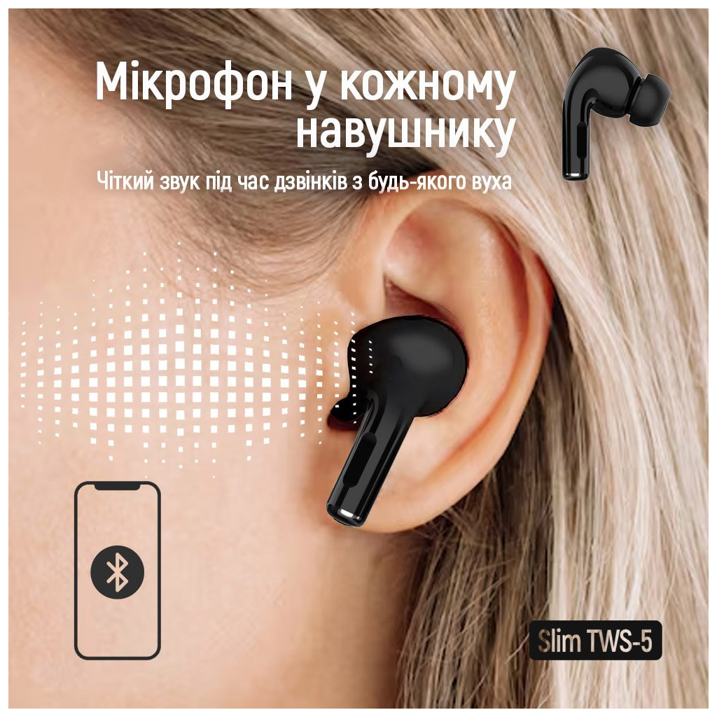 Навушники ColorWay Slim TWS-5 Earbuds Black (CW-TWS5BK) - зображення 10