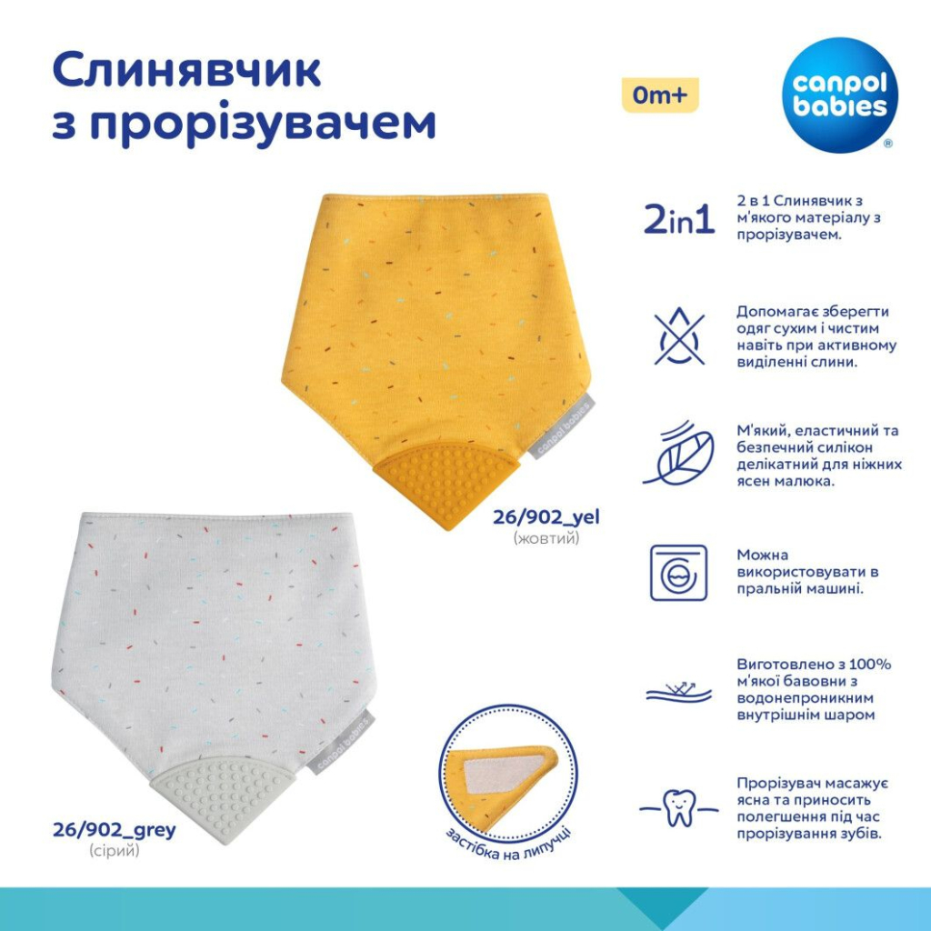 Слинявчик Canpol babies з прорізувачем - сірий (26/902_grey) - зображення 3
