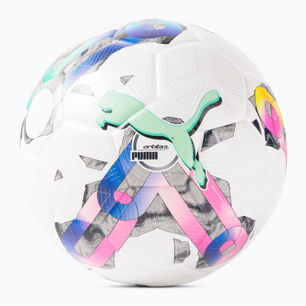 М'яч футбольний Puma Orbita 3 TB (FIFA Quality) 083777-01 білий, жовтий, рожевий, зелений 4 (4065449744270) - зображення 1