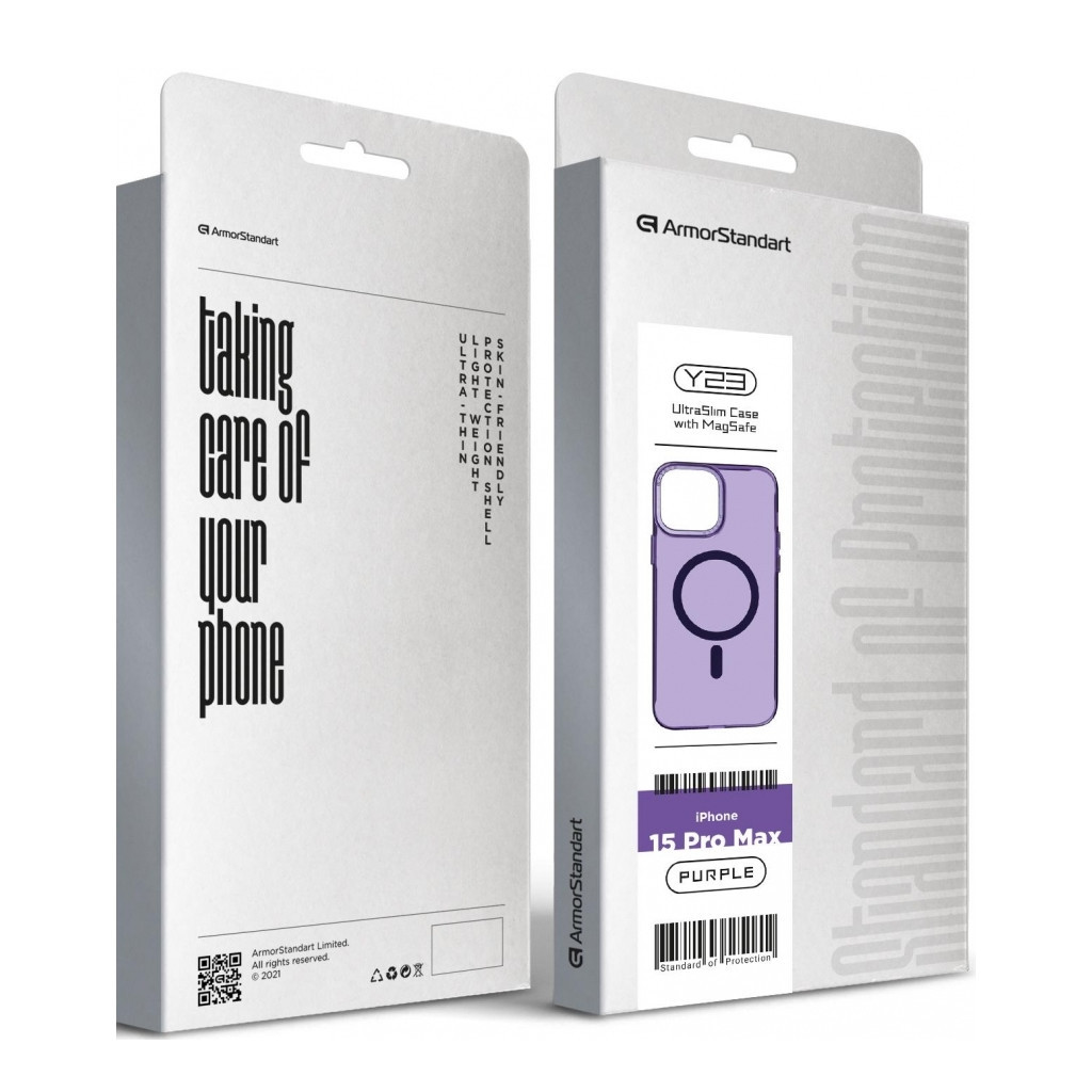 Чохол до мобільного телефона Armorstandart Y23 MagSafe Apple iPhone 15 Pro Max Transparent Purple (ARM68569) - зображення 4