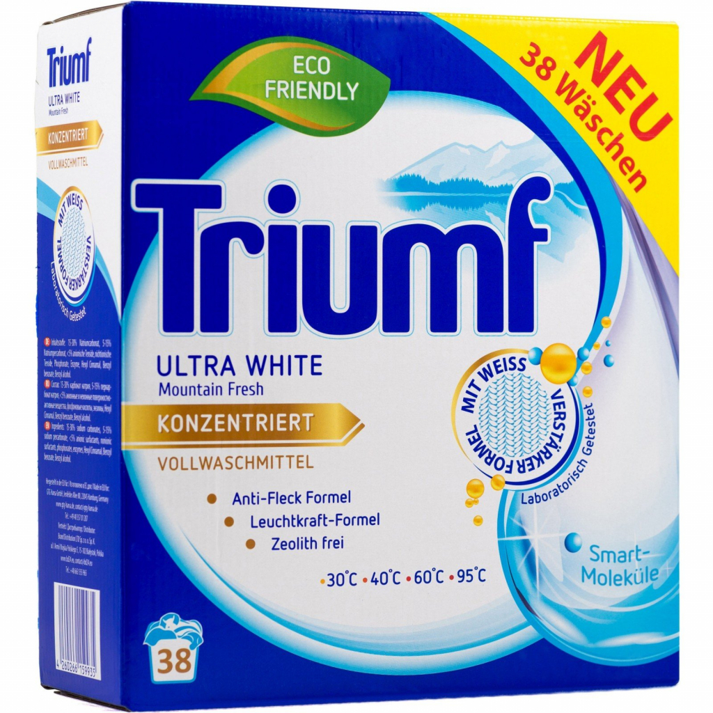 Пральний порошок Triumf Ultra White для білої білизни 2.8 кг (4260266159935) - зображення 1
