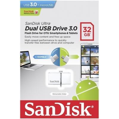 USB флеш накопичувач SanDisk 32GB Ultra Dual Drive White OTG USB 3.0 (SDDD2-032G-G46W) - зображення 8