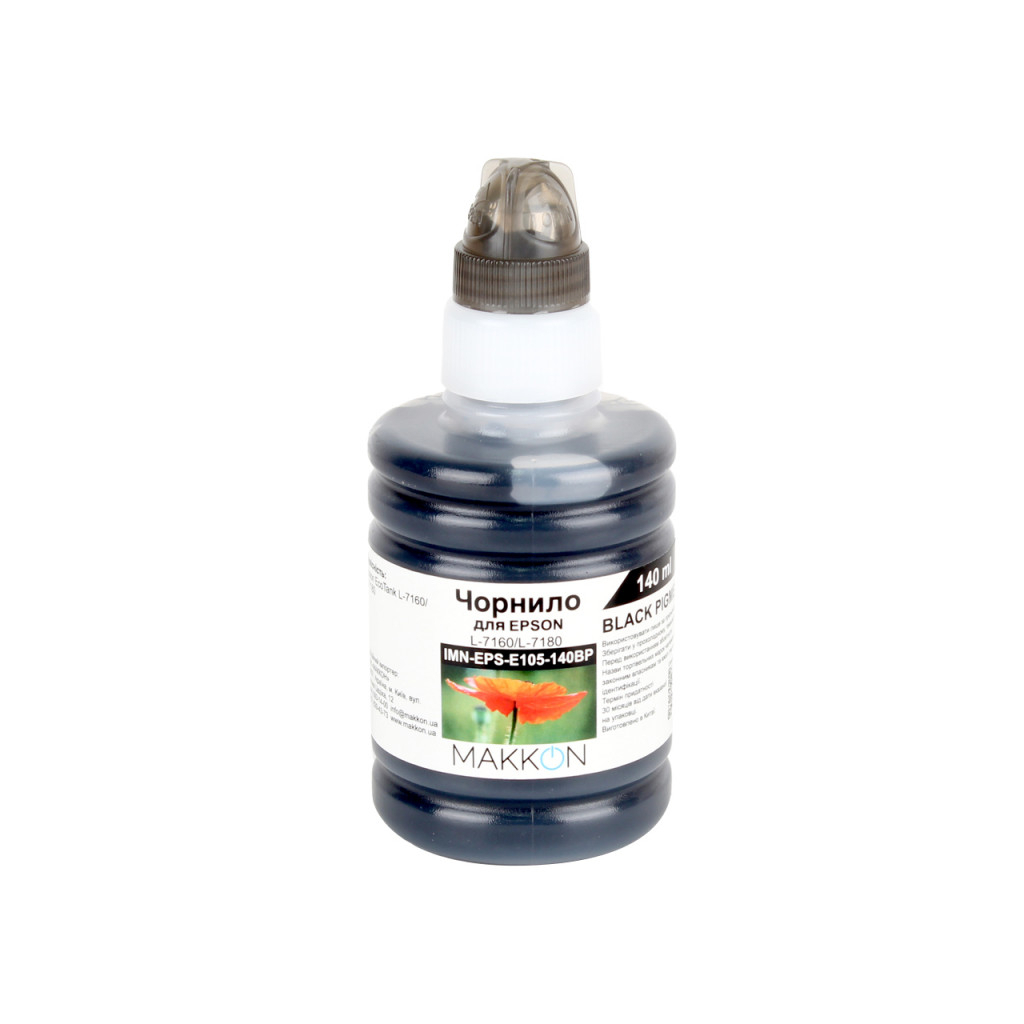 Чорнило Makkon для Epson EcoTank L-7160/L-7180 140 мл black pigment (IMN-EPS-E105-140BP) - зображення 1