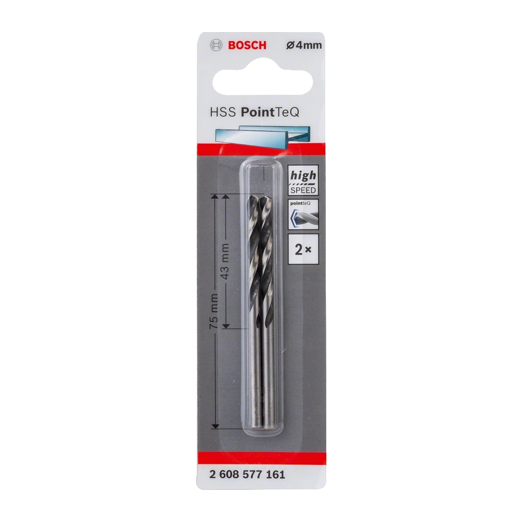 Свердло Bosch по металу HSS-PointTeQ, 4х43х75мм, 2шт (2.608.577.161) - изображение 2