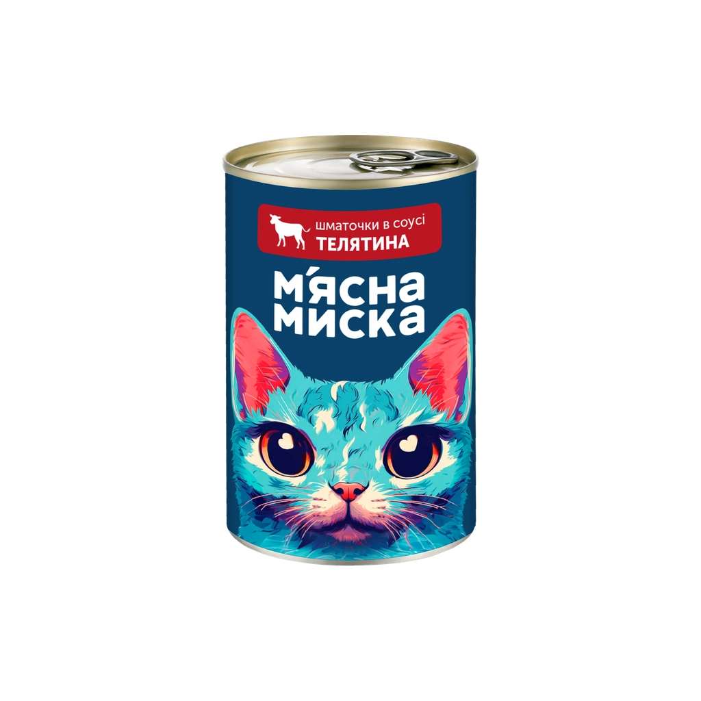 Консерви для котів М'ясна Миска шматочки в соусі з телятиною 415 г (4820255192161) - зображення 1