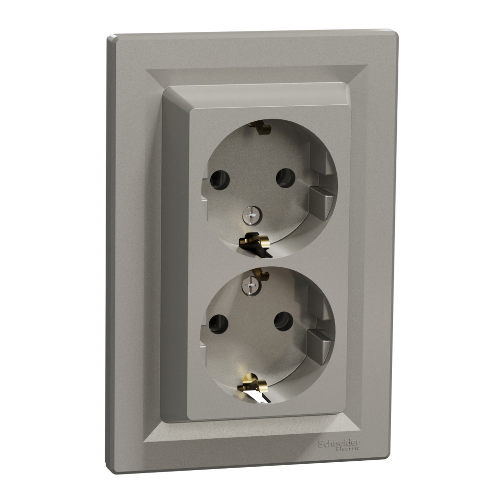 Розетка Schneider Electric ASFORA із заземленням подвійна бронза 16А (EPH9900169) - изображение 2