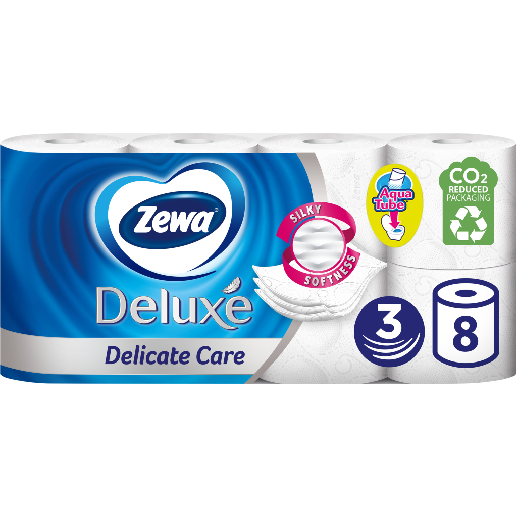 Туалетний папір Zewa Deluxe білий 3 шари 8 рулонів (7322541171739) - зображення 1