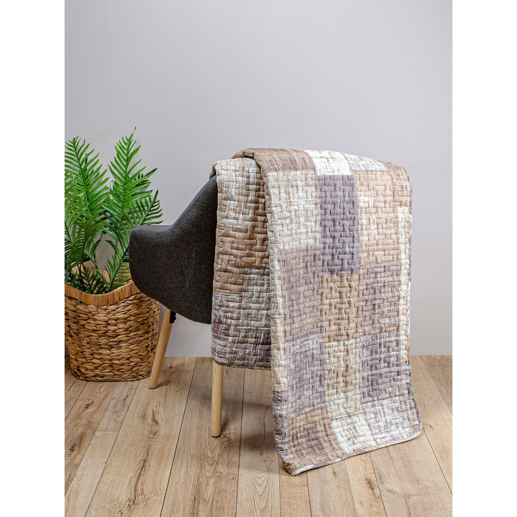 Покривало Home Line Прямокутники стьобане (бежевий/коричневий) 210х240 (178343) - зображення 2