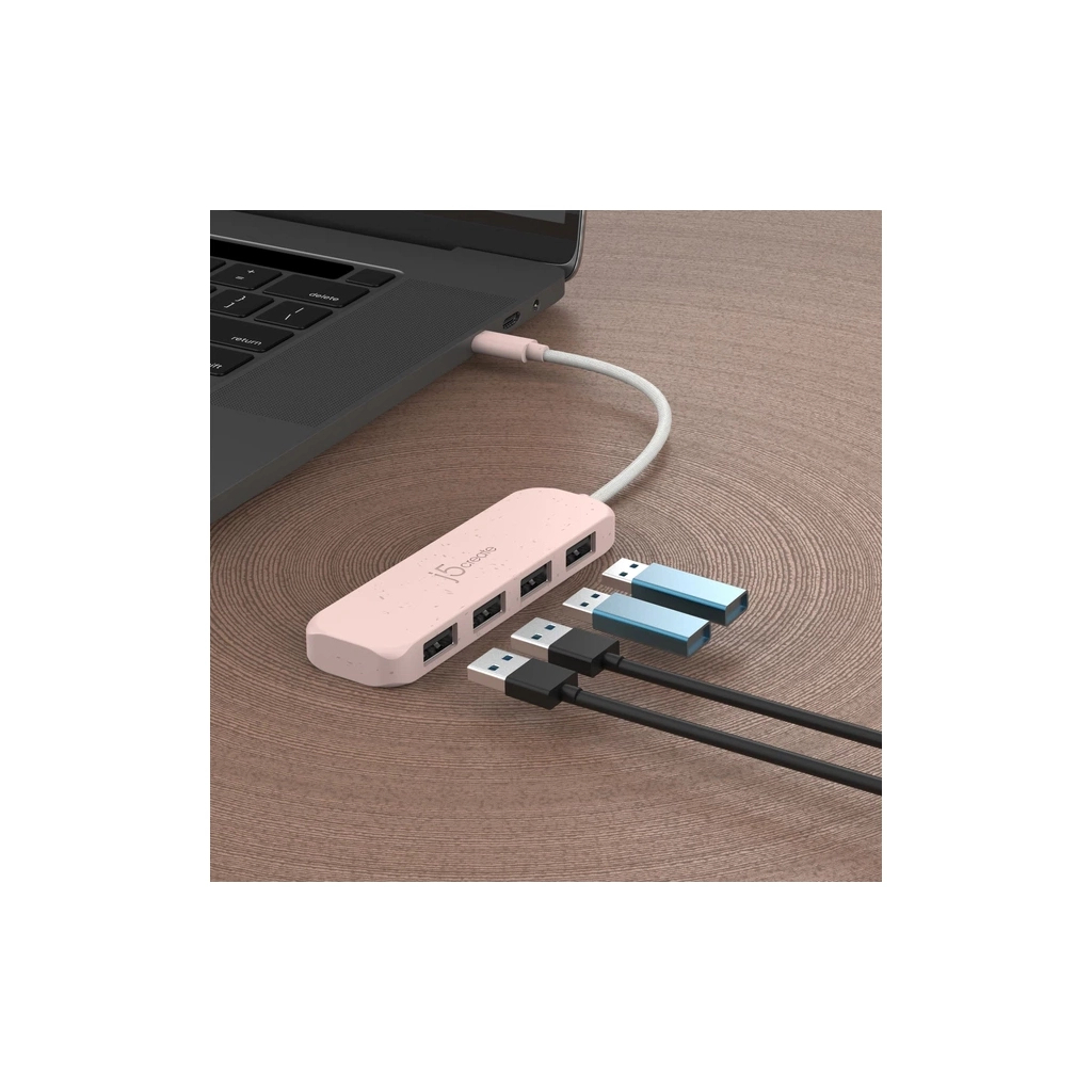 Концентратор J5create USB-C to 4xUSB-A 3.2 10Gbps rose (JCH341ER-N) - зображення 5