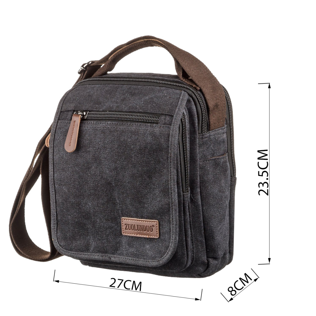 Сумка Vintage Текстильна чоловіча на два відділення Чорна (20199) - зображення 3