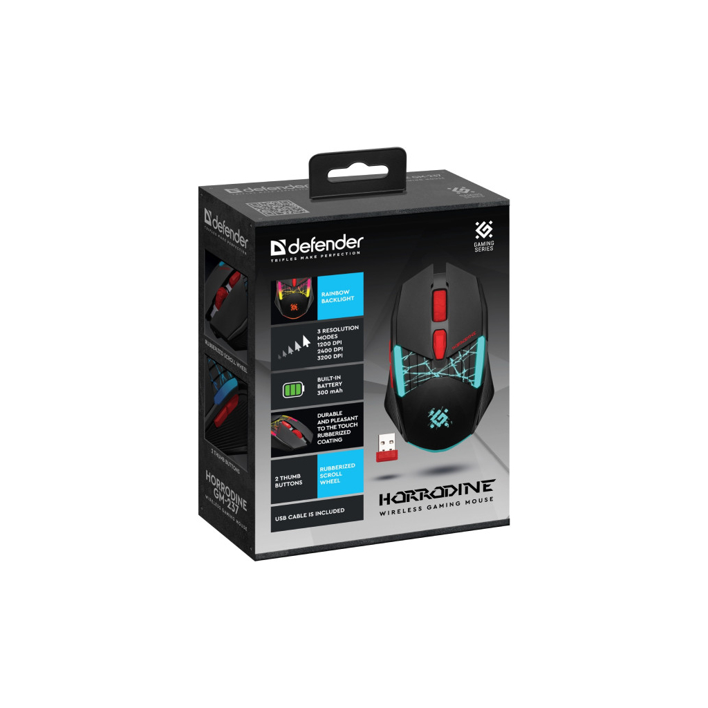 Мишка Defender Horrodine GM-237 LED Wireless Black (52237) - зображення 6