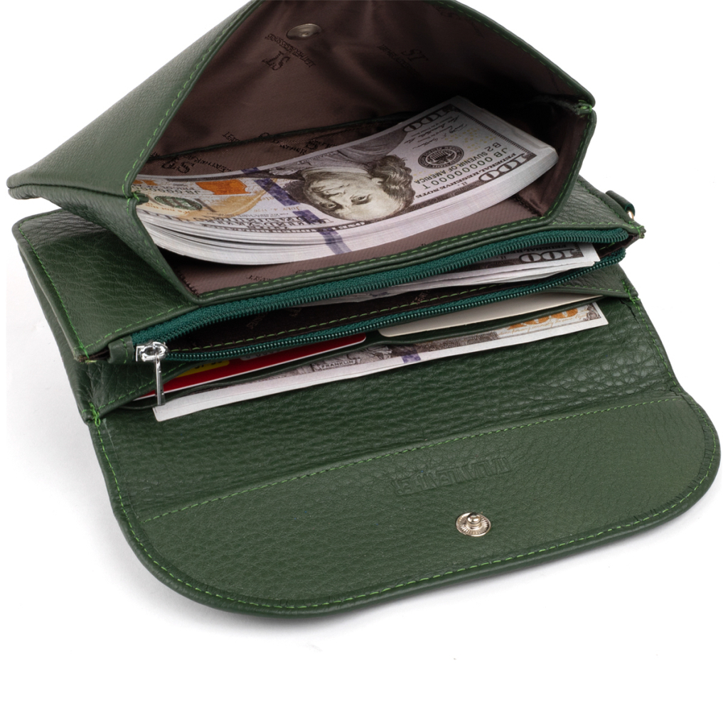 Гаманець ST Leather Зі шкіри Зелений (19320) - зображення 7