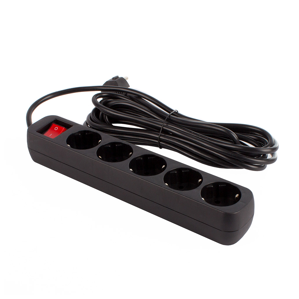 Мережевий фільтр живлення ColorWay CW-PSEA55BK, 5 розеток/ 5M black (CW-PSEA55BK) - зображення 6