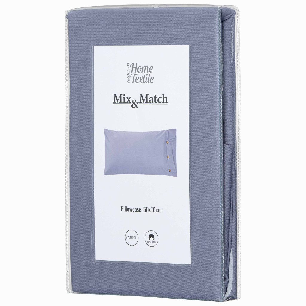 Наволочка Ardesto Mix&Match 50х70 100% бавовна, сатин сірий (ART5070PCF) - изображение 2