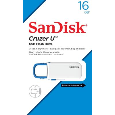 USB флеш накопичувач SanDisk 16GB Cruzer U White/Blue USB 2.0 (SDCZ59-016G-B35WB) - зображення 4