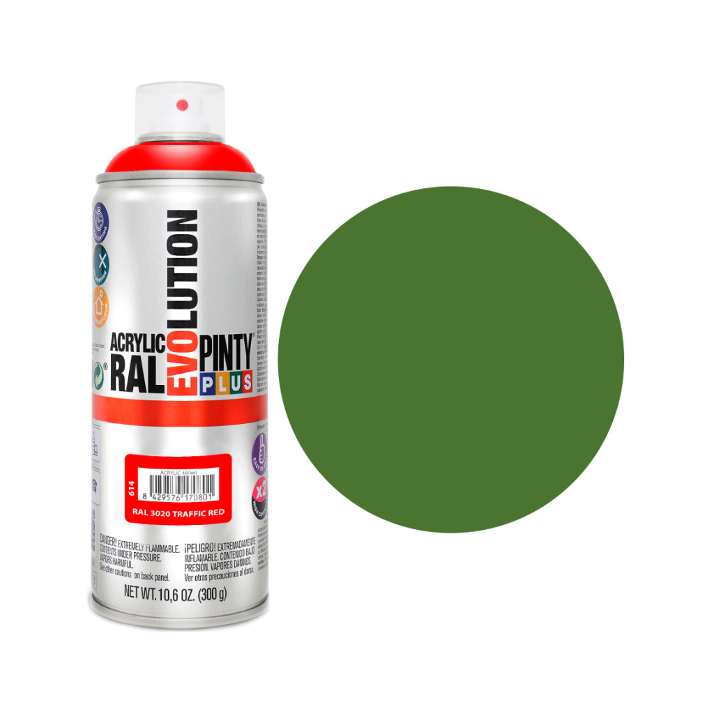Фарба-аерозоль Pintyplus на водній основі Evolution Ral 6010 Зелена трав'яна 400 мл (8429576225808) - зображення 1