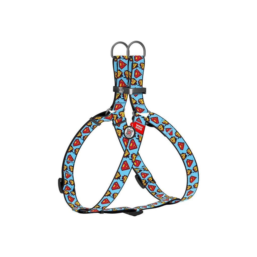 Шлея для собак WAUDOG Nylon з QR паспортом анатомічна "Супермен" M (0720-2005) - зображення 1
