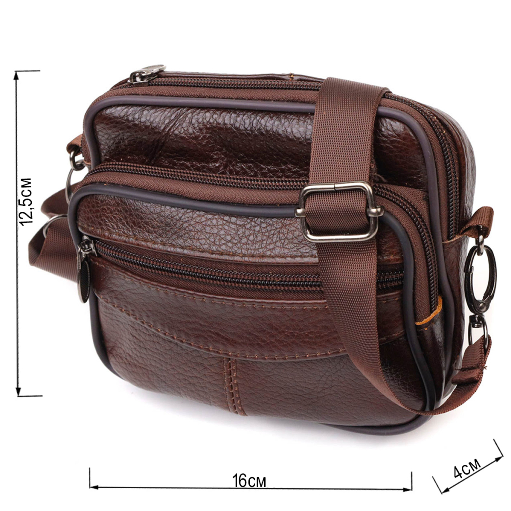 Сумка Vintage Поясна з натуральної шкіри Коричнева (21486) - зображення 4