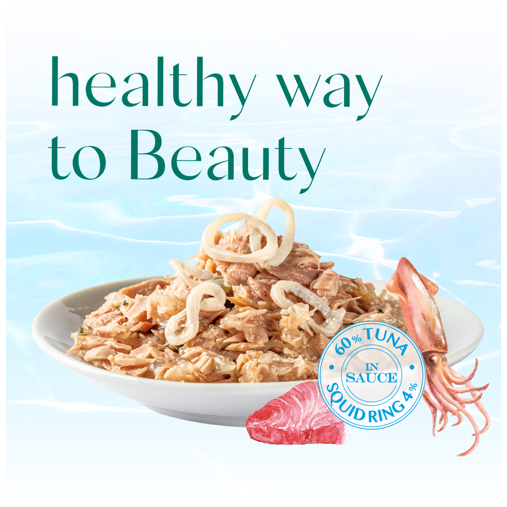 Консерви для котів Optimeal Beauty Podium смугастий тунець у соусі з кальмарами 70 г (4820215366243) - зображення 2