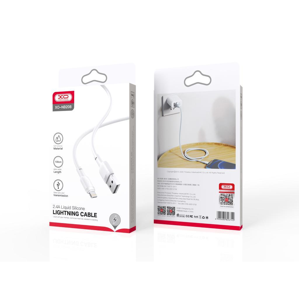 Дата кабель USB 2.0 AM to Lightning 1.0m 2.1A silicone white XO (NB208-L-1-WH) - зображення 2