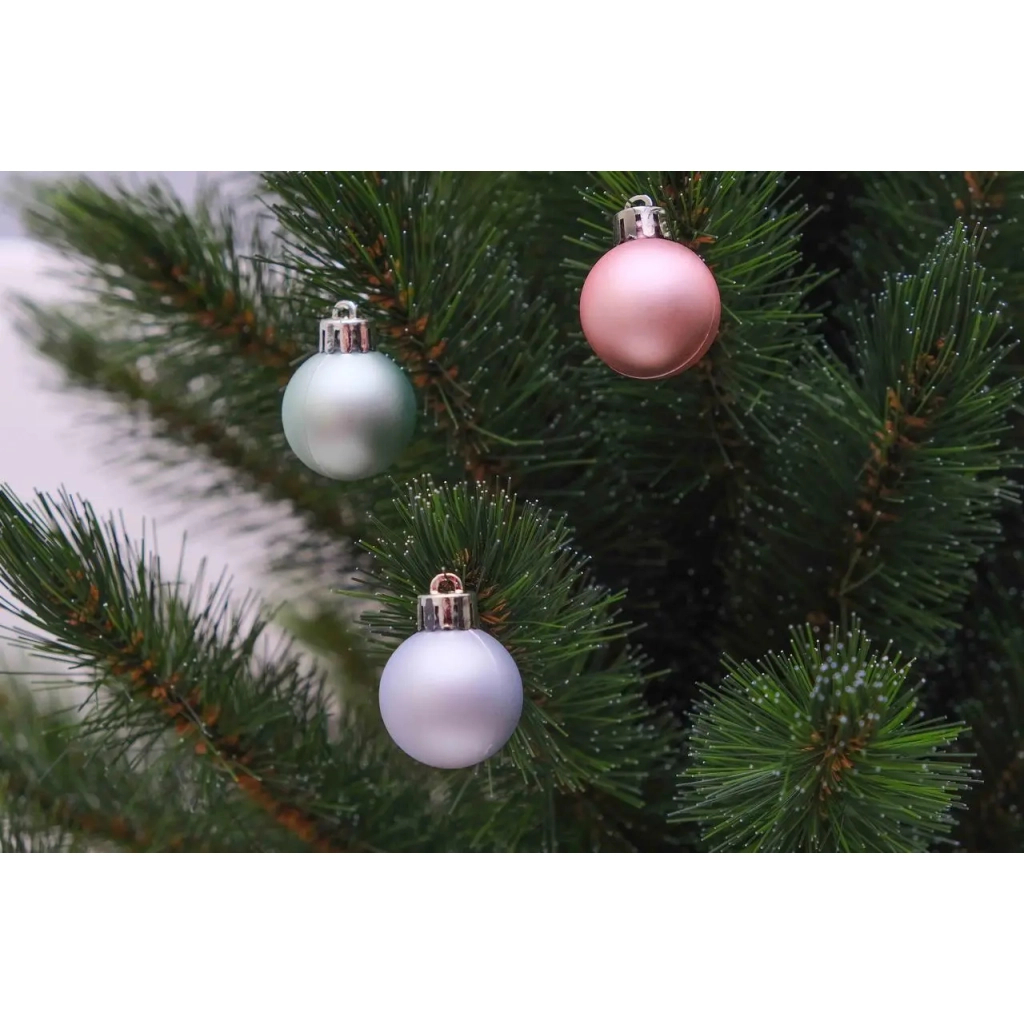 Ялинкова іграшка Chomik пластикові кульки матові 16 шт, 3 см, салатовий, рожевий, блакитний (5900779840539) - зображення 3