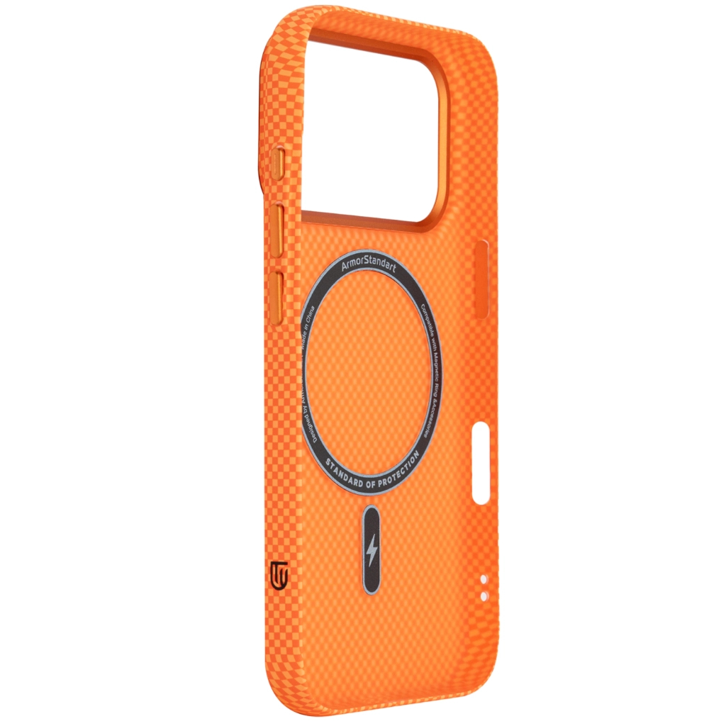 Чохол до мобільного телефона Armorstandart LikeCarbon2 MagCase Apple iPhone 17 Pro Kevlar Orange (ARM88556) - зображення 4