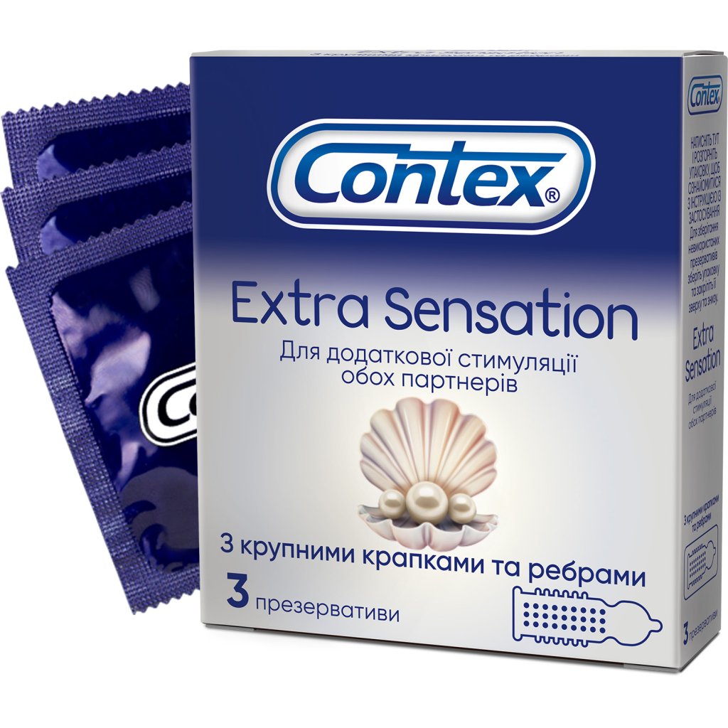 Презервативи Contex Extra Sensation з крупними крапками та ребрами 3 шт. (5052197051476) - зображення 1