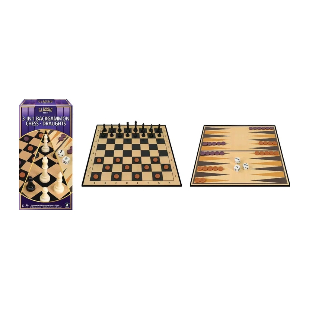 Настільна гра Ambassador Набір 3-in-1 Backgammon Chess Draughts (англ) (6337864) - зображення 2