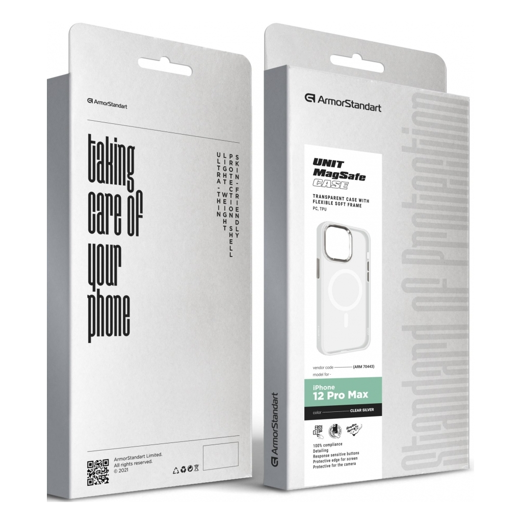Чохол до мобільного телефона Armorstandart Unit MagSafe Apple iPhone 12 Pro Max Matte Clear Silver (ARM70443) - зображення 6