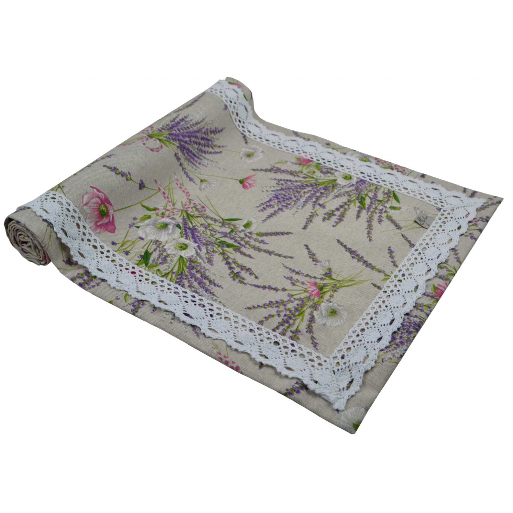 Доріжка на стіл Прованс Grosso з мереживом 140х40 см (17525) - зображення 1