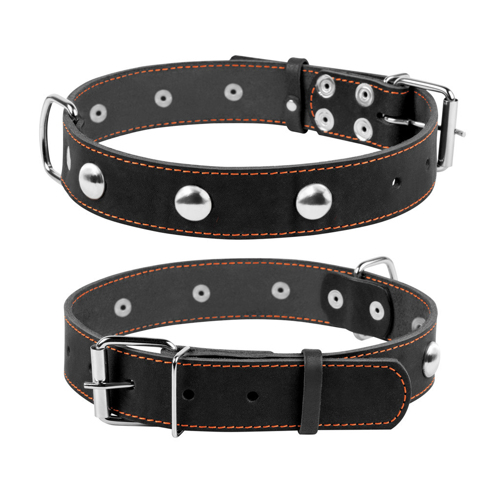 Нашийник для тварин Collar одинарний з прикрасами Ш 35 мм Д 48-63 см чорний (02711) - зображення 1