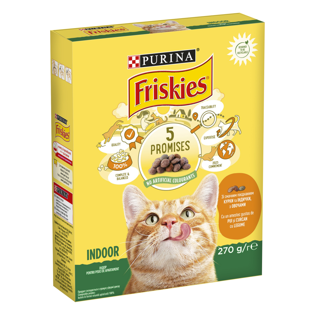 Сухий корм для кішок Purina Friskies Indoor з куркою та овочами 270 г (7613035351820) - зображення 1