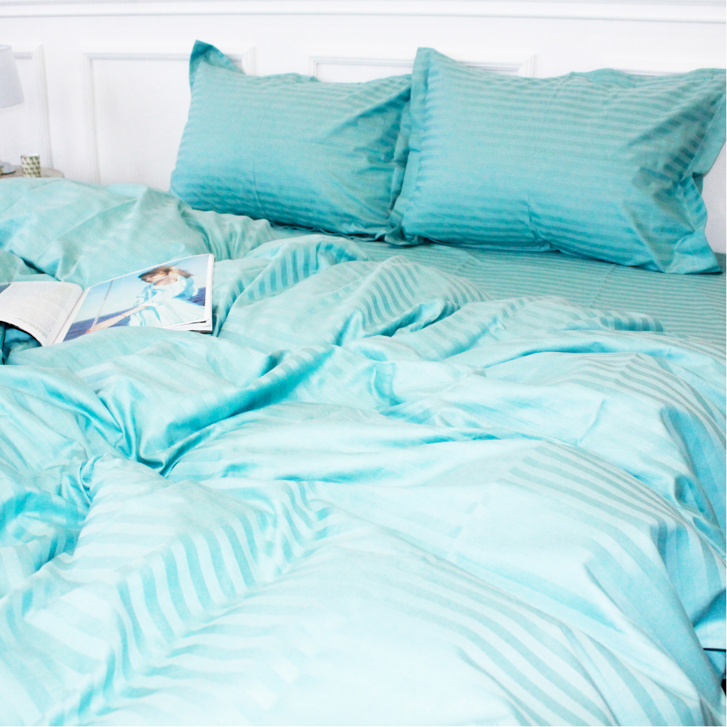 Постільна білизна MirSon SatinStripe 30-0015GreenWave 175х210 Двоспальний (2200005253243) - зображення 2