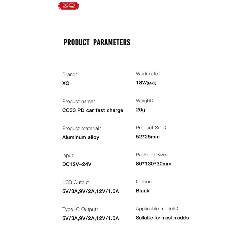 Зарядний пристрій XO 1xUSB QC3.0 + 1xUSB-C PD18W black (CC33-BK) - зображення 9