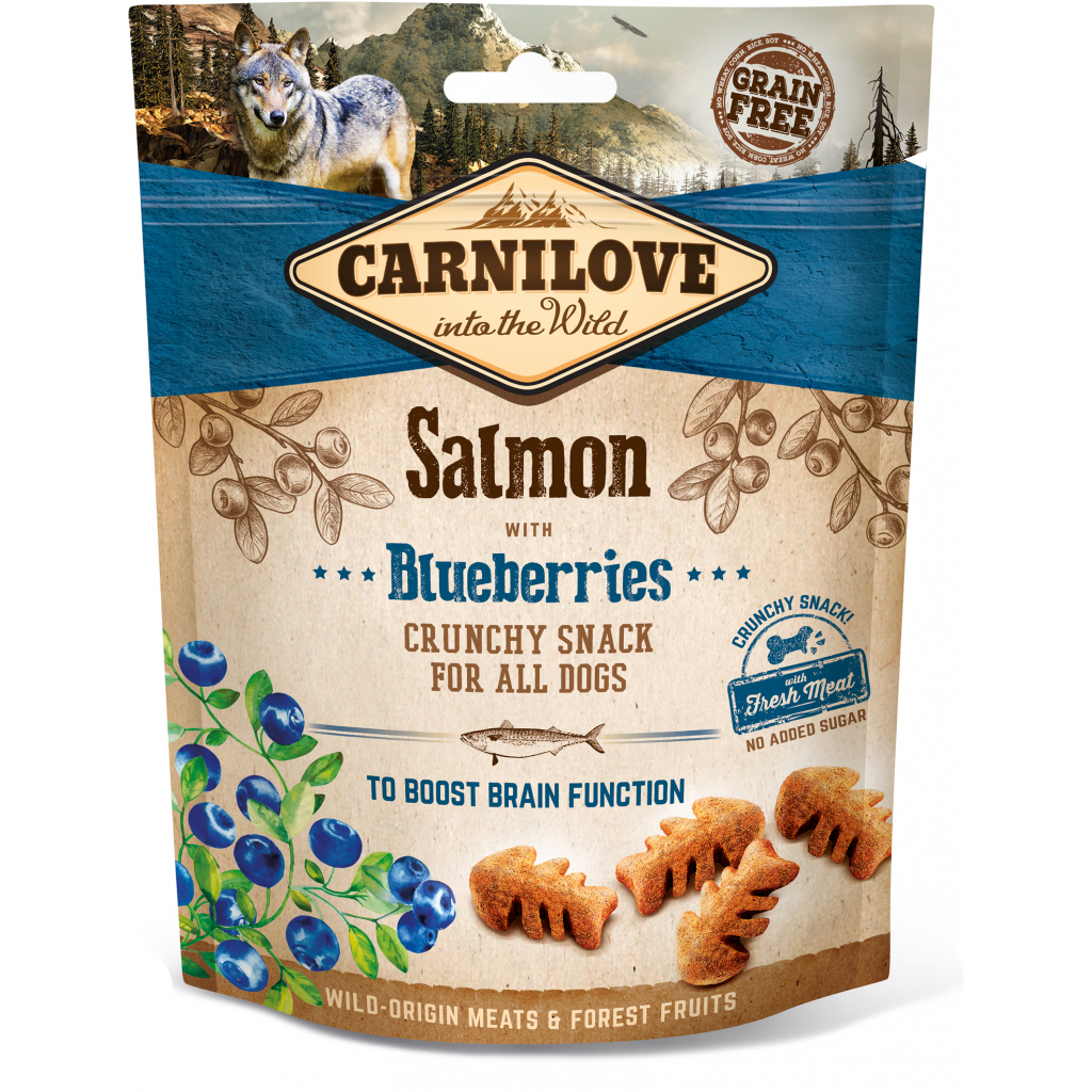 Ласощі для собак Carnilove Crunchy Snack з лососем, чорницею і м'ясом 200 г (8595602528851) - зображення 1