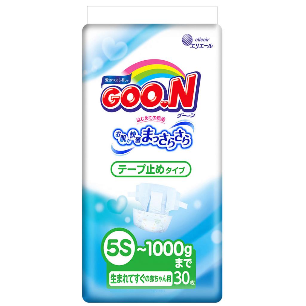 Підгузки GOO.N для маловагих новонароджених плоскі 5S до 1 кг 30 шт. (753864) - зображення 1