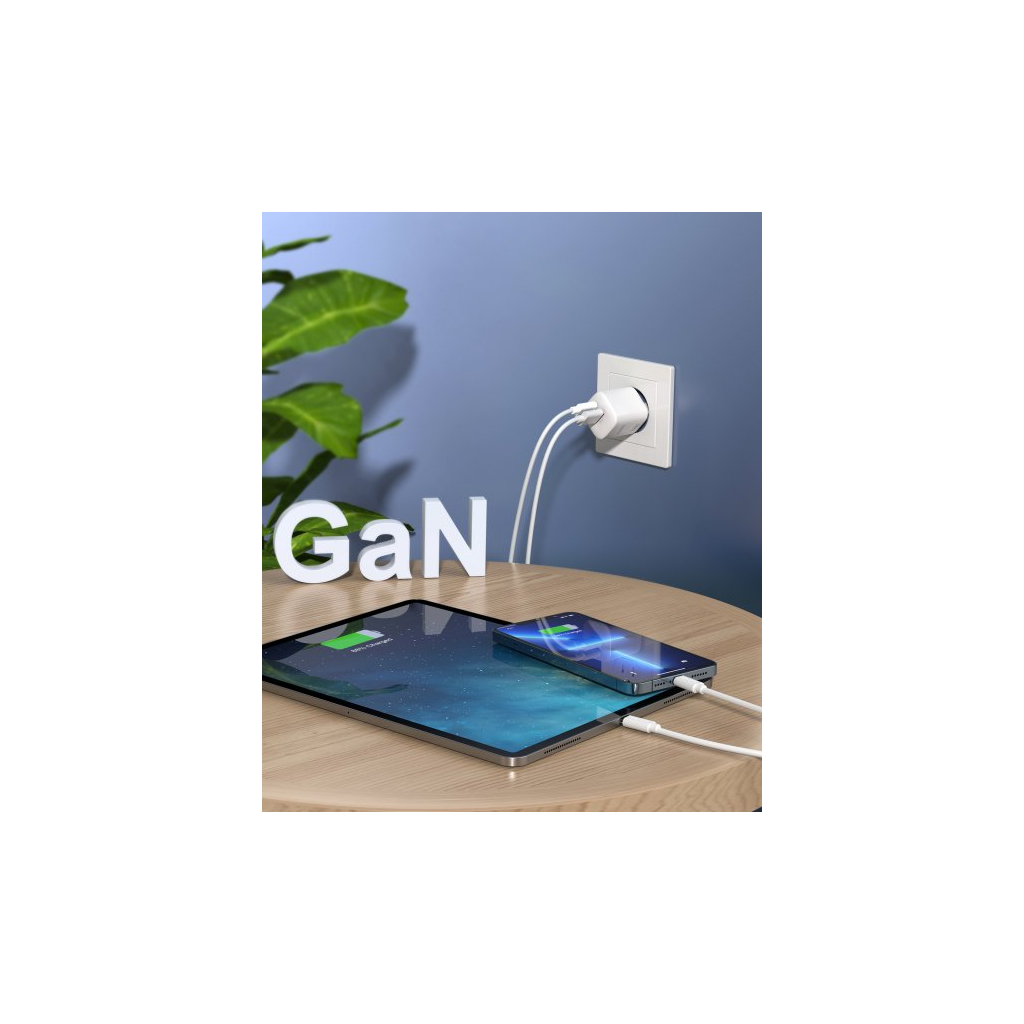 Зарядний пристрій Choetech GaN USB-A/USB-C 33W QC3.0/PD/PPS (PD5006-EU-WH) - зображення 7
