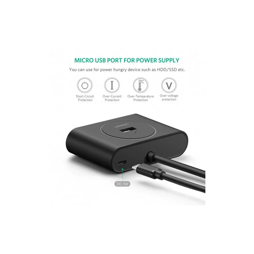 Концентратор Ugreen USB 3.0 to 4xUSB + USB-C plug 1.0m CR113 black (40850) - зображення 5