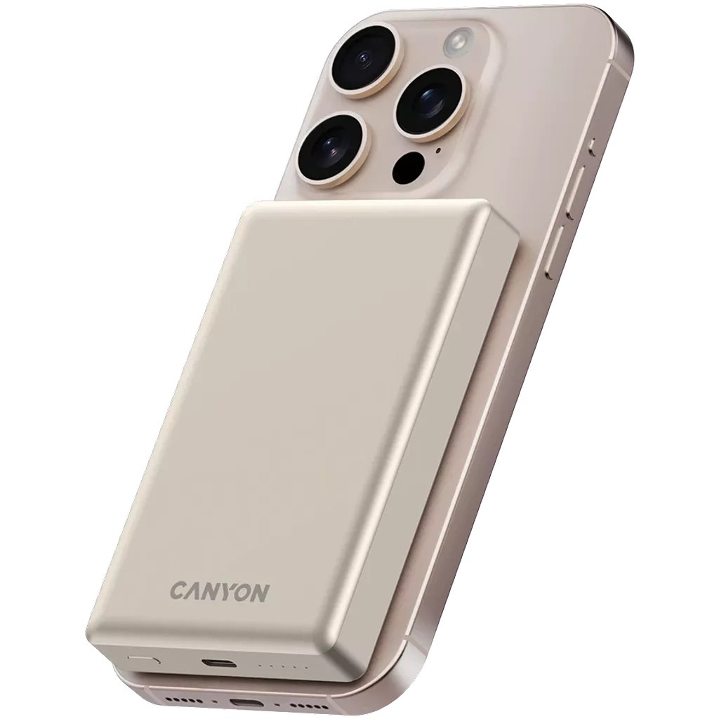 Батарея універсальна Canyon 10000mAh OnPower 510 slim Magsafe PD/20W Beige (CNS-CPB510BE) - зображення 6