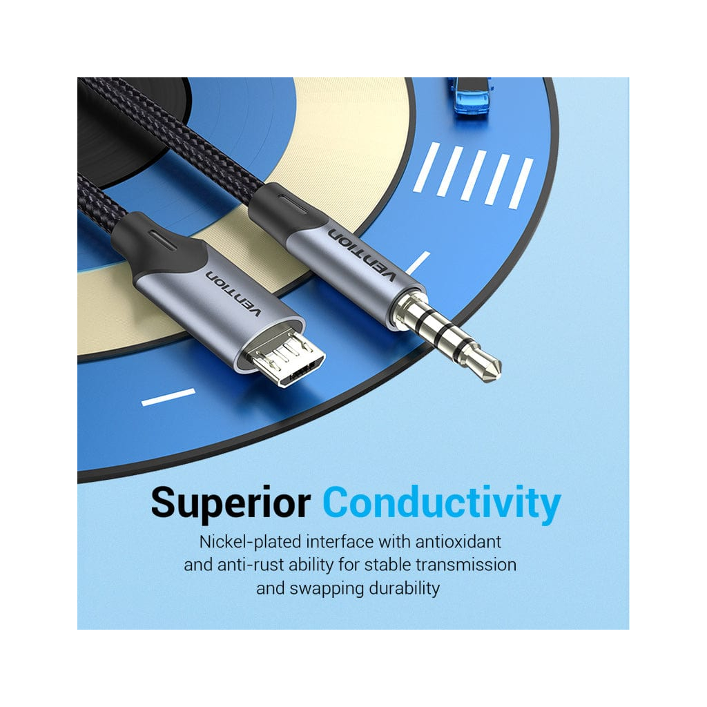 Кабель мультимедійний Micro 5P M to 3.5mm M 1.0m (4pin) black Vention (BDGBF) - зображення 5