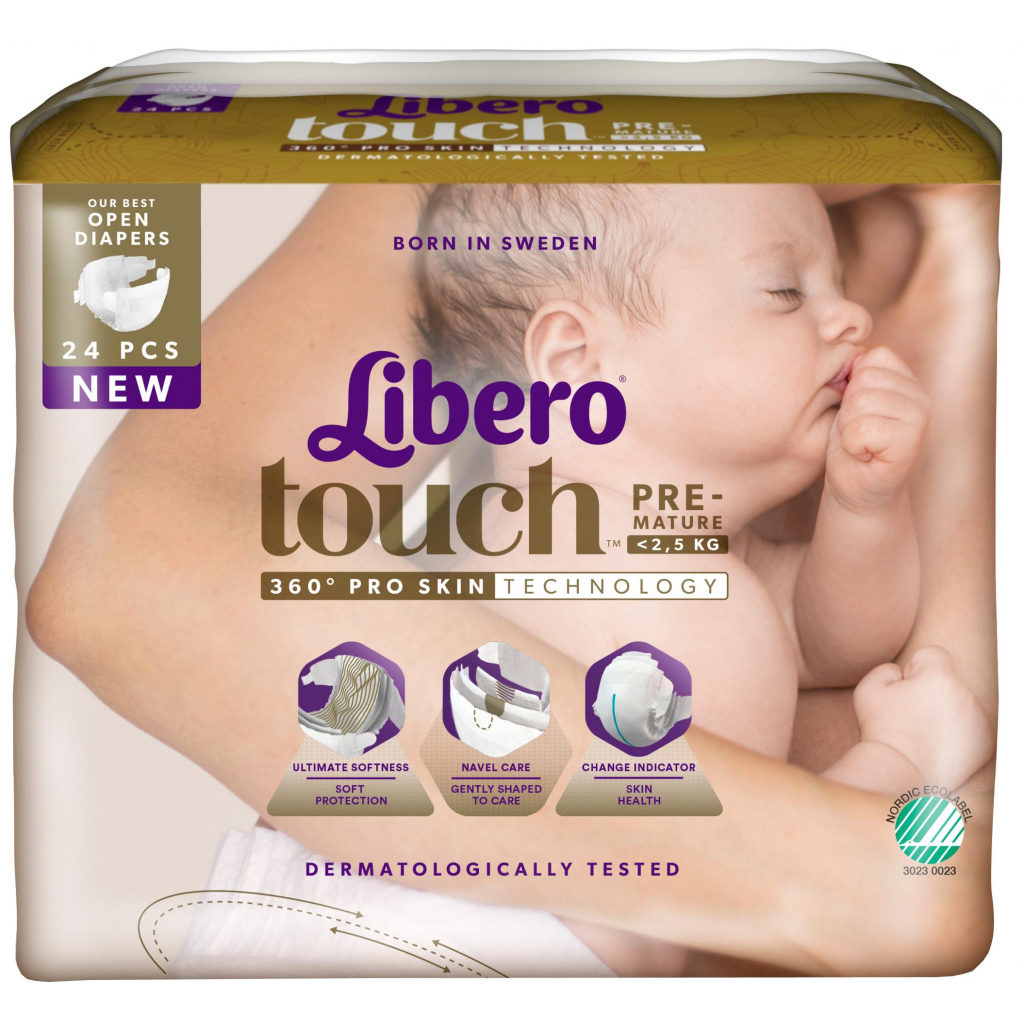 Підгузки Libero Touch Prema (до 2,5 кг) 24 шт (7322540887440) - зображення 2