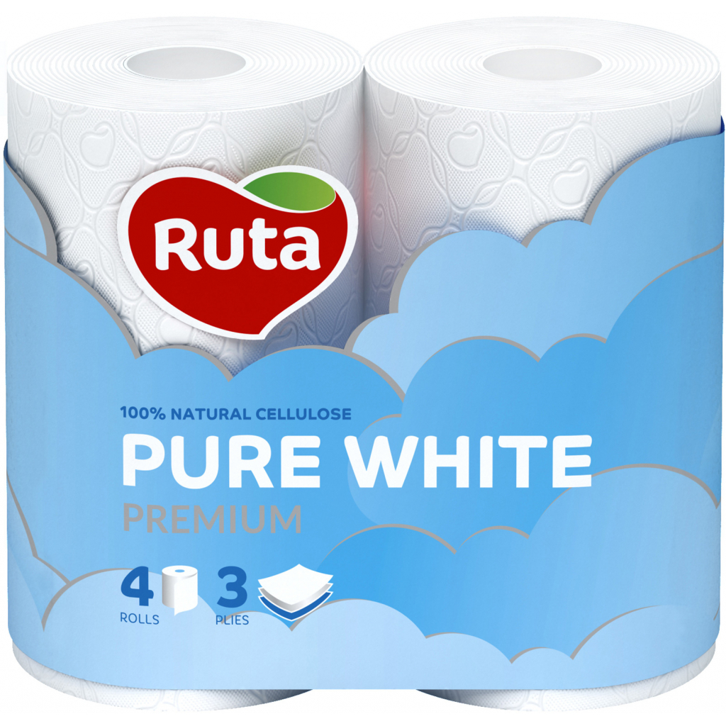 Туалетний папір Ruta Pure White 3 шари 4 рулони (4820023747531) - зображення 1