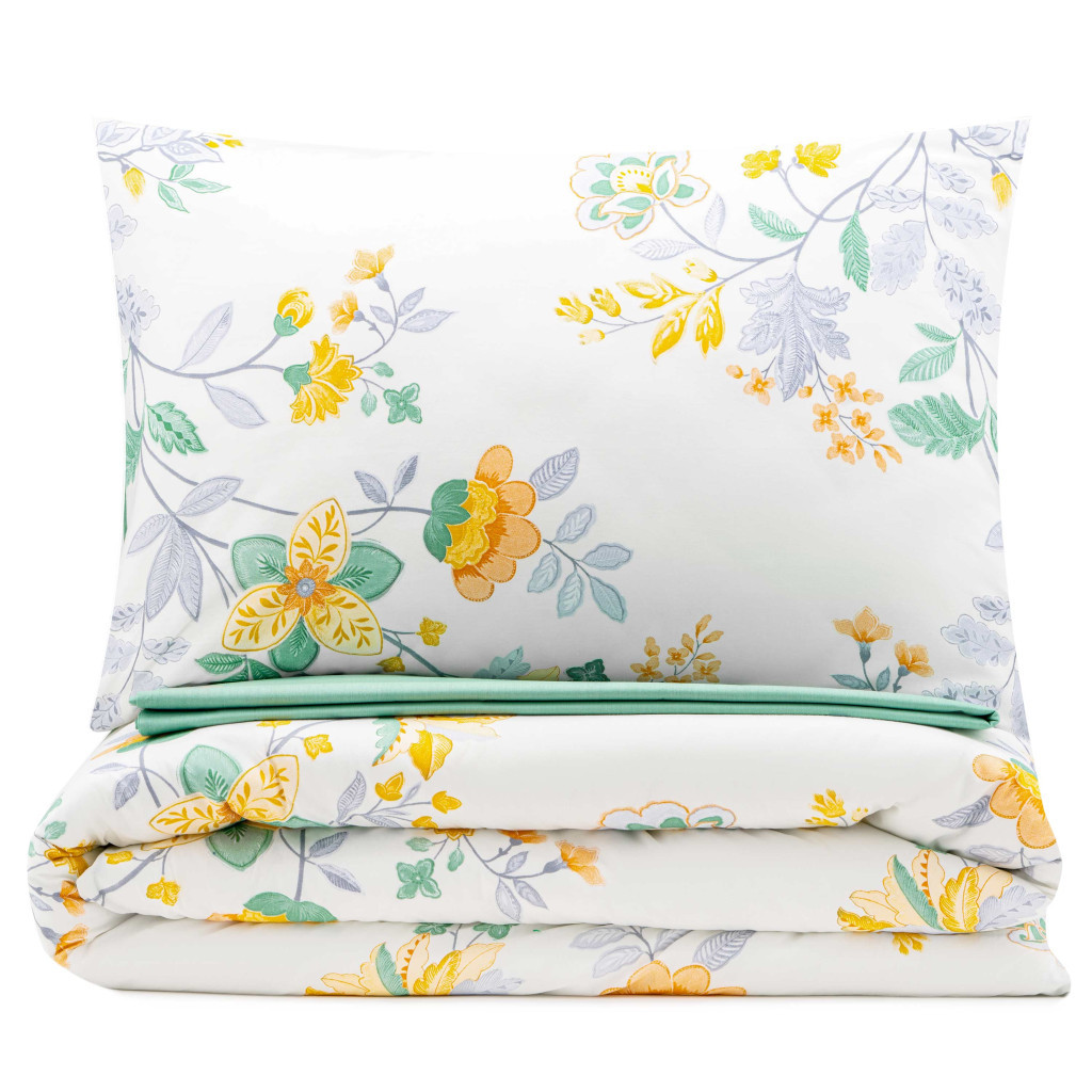 Постільна білизна Ardesto Gloria сатин квіти зелений полуторний 160х220 (ART1622FE) - зображення 3