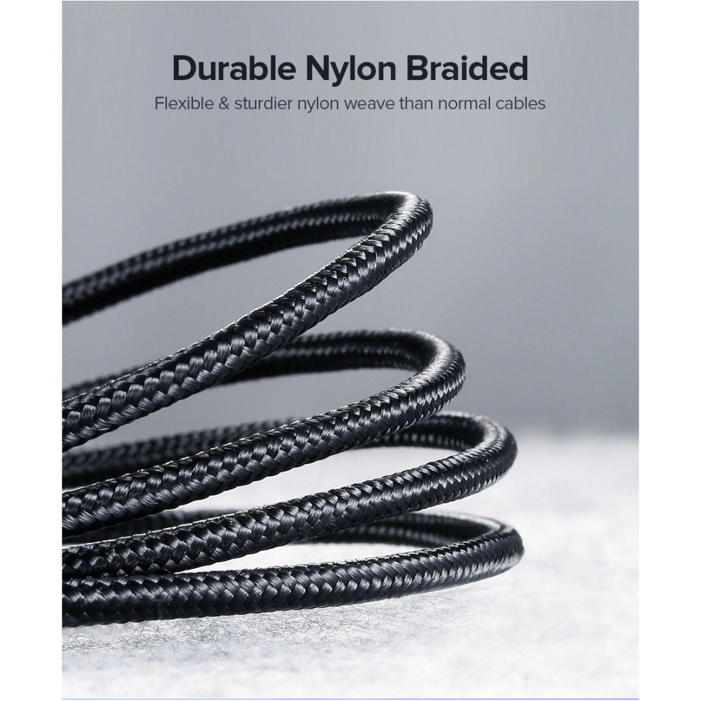 Дата кабель USB 2.0 AM to USB-C 3.0m 3.0A 18W US288 Space Gray Ugreen (60408) - зображення 8