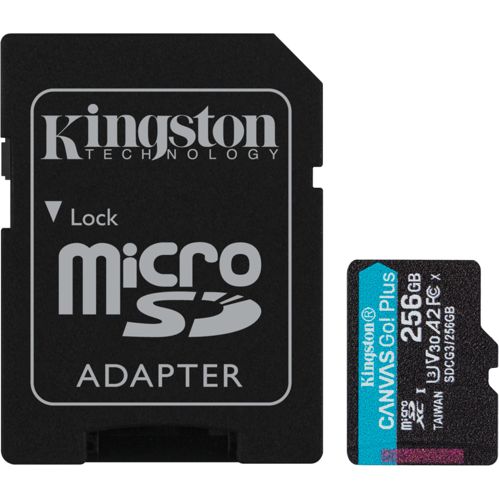 Карта пам'яті Kingston 256GB microSDXC class 10 UHS-I U3 A2 Canvas Go Plus (SDCG3/256GB) - зображення 1