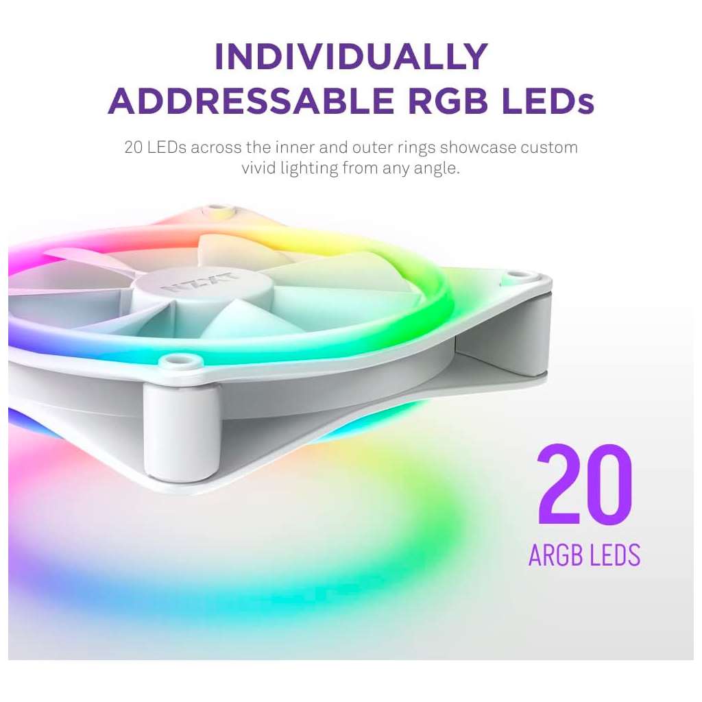 Кулер до корпусу NZXT F120RGB Duo-120mm Dual-sideRGB Fan-Tripl (RF-D12TF-W1) - изображение 6