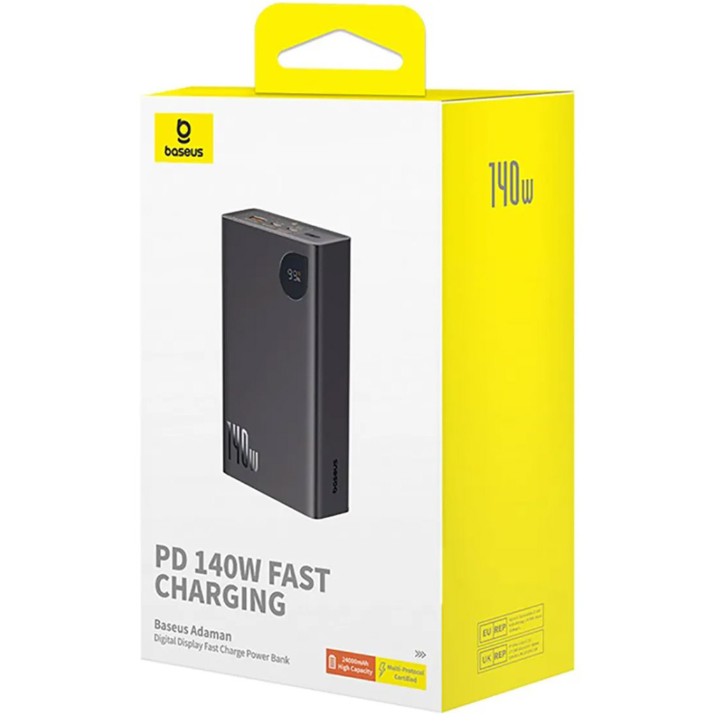 Батарея універсальна Baseus Adaman Metal Digital Display 24000mAh 140W, Black (P10021508113-00) (P10021507112-02) - зображення 5